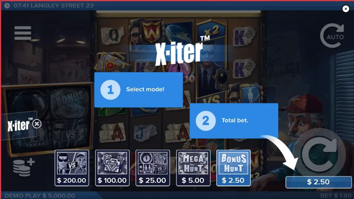 Langley Street 23 slot machine interface na may misteryosong tema